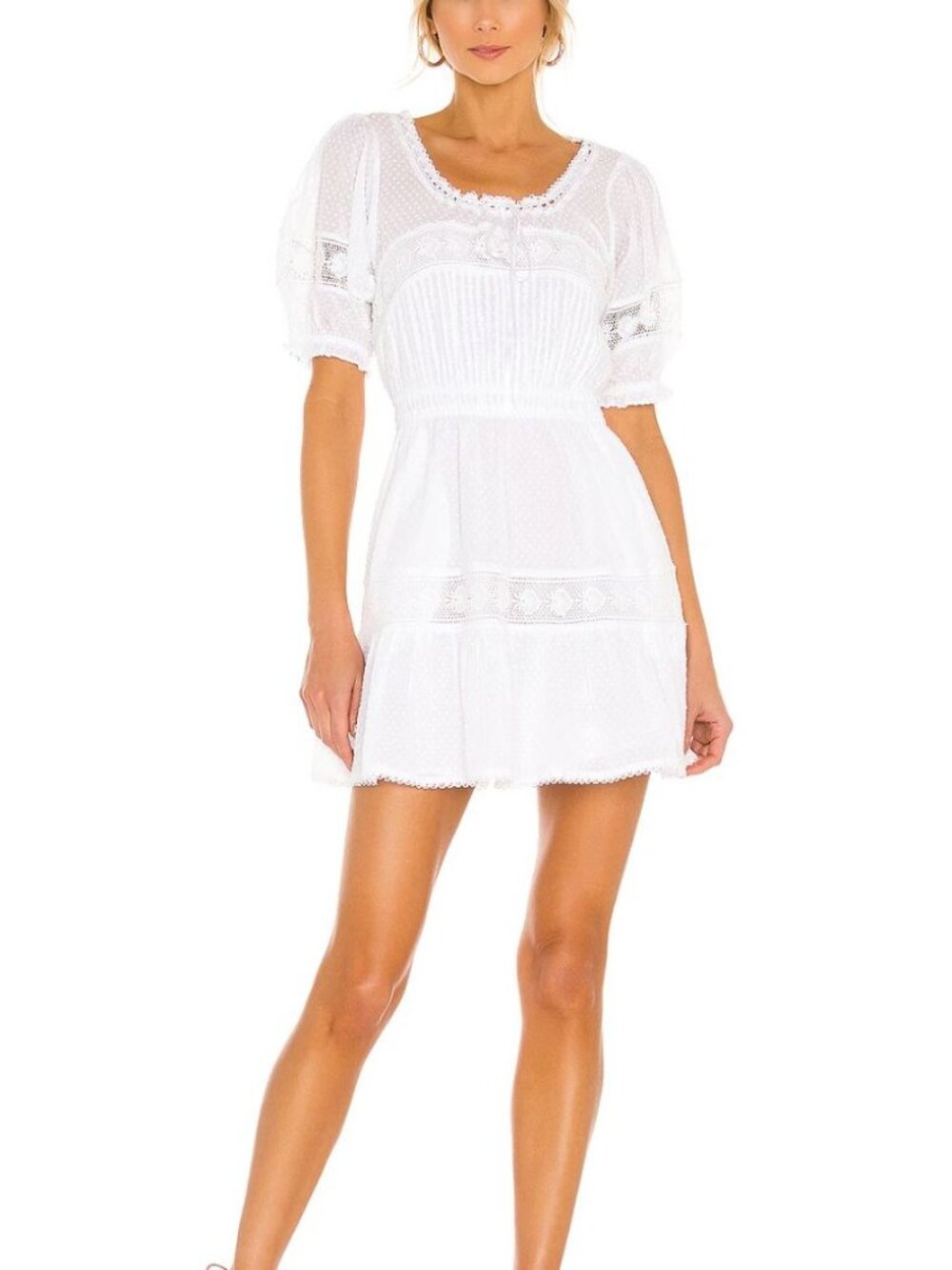 LoveShackFancy Britta Cotton Lace Mini Dress Antique White Size Medium